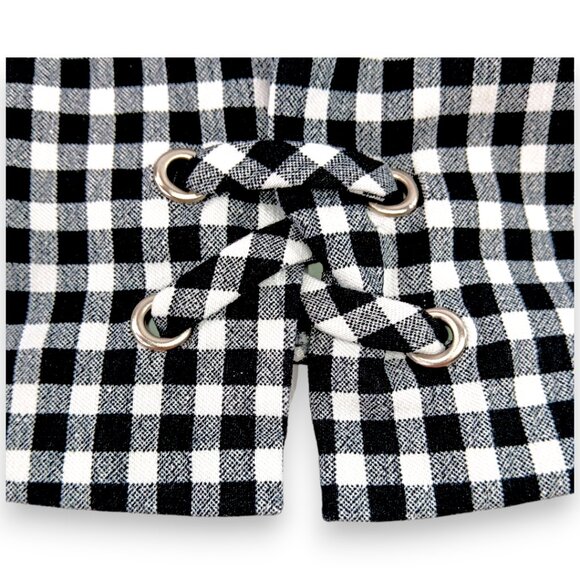 Ingredients- Women's-Gingham Checkered Black-White Shorts-Flat Panel-Summer - Picture 7 of 12